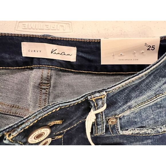KanCan Curvy High Rise Ankle‎ Skinny Button Fly Jeans Women’s 3/25 Whiskered NWT - Picture 4 of 11